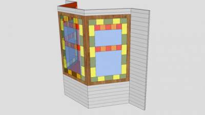 现代建筑彩色玻璃凸窗SU模型下载_sketchup草图大师SKP模型