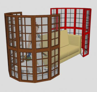 室内陈设圆凸窗隔断和沙发SU模型下载_sketchup草图大师SKP模型
