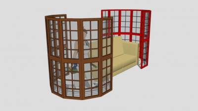 室内陈设圆凸窗隔断和沙发SU模型下载_sketchup草图大师SKP模型