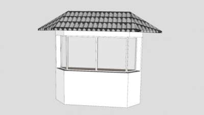 瓦砖檐飘窗SU模型下载_sketchup草图大师SKP模型