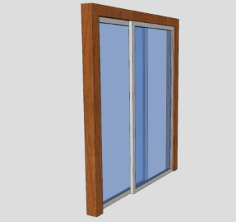 木制滑动玻璃窗SU模型下载_sketchup草图大师SKP模型