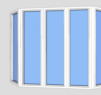 5扇玻璃窗户的外飘窗设计SU模型下载_sketchup草图大师SKP模型