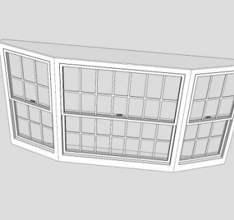 上下推拉式格子型凸窗SU模型下载_sketchup草图大师SKP模型