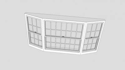 上下推拉式格子型凸窗SU模型下载_sketchup草图大师SKP模型