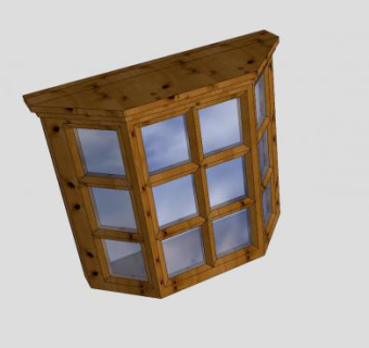 实木窗格凸窗设计SU模型下载_sketchup草图大师SKP模型