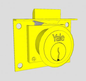 黄色金属抽屉锁SU模型下载_sketchup草图大师SKP模型