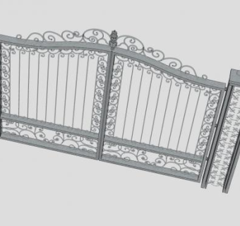 华丽的金属铁艺门SU模型下载_sketchup草图大师SKP模型