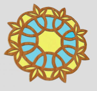 雕刻木板多色玻璃装饰SU模型下载_sketchup草图大师SKP模型