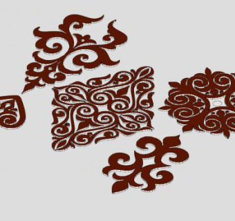 对折花纹装饰SU模型下载_sketchup草图大师SKP模型