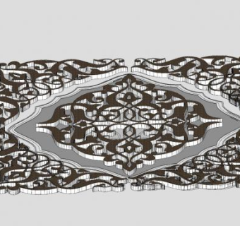抽象双花纹装饰SU模型下载_sketchup草图大师SKP模型