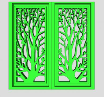 绿色门窗树状装饰SU模型下载_sketchup草图大师SKP模型