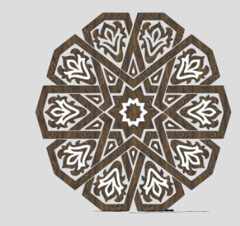 圆形连续花纹装饰SU模型下载_sketchup草图大师SKP模型