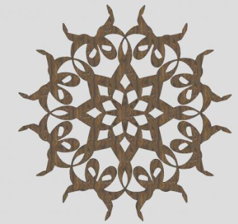 木制圆形镂雕花纹SU模型下载_sketchup草图大师SKP模型