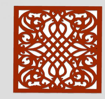 红色方形边框对角花纹SU模型下载_sketchup草图大师SKP模型