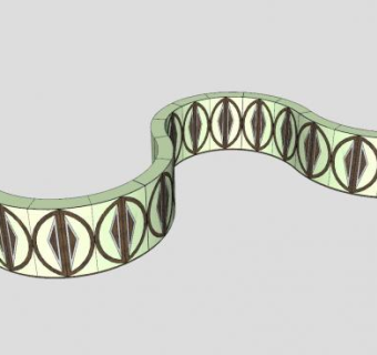 波浪型装饰隔断SU模型下载_sketchup草图大师SKP模型