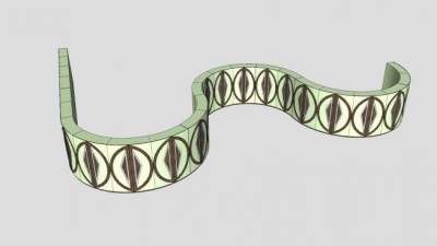 波浪型装饰隔断SU模型下载_sketchup草图大师SKP模型