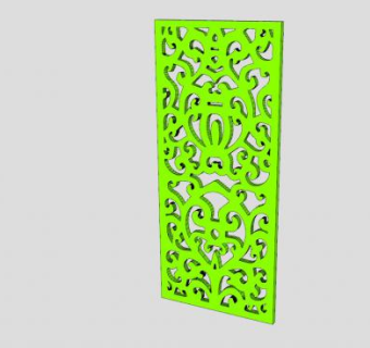 绿色镂雕花纹面板SU模型下载_sketchup草图大师SKP模型