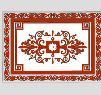 红色花纹边框图案SU模型下载_sketchup草图大师SKP模型