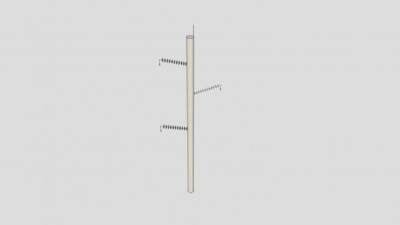 三线圆柱电线杆SU模型下载_sketchup草图大师SKP模型