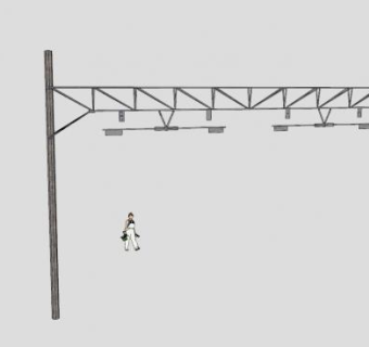 4轨道水泥电杆SU模型下载_sketchup草图大师SKP模型