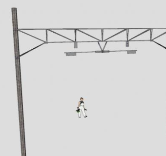 双轨混凝土电杆SU模型下载_sketchup草图大师SKP模型