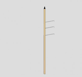 单侧三线混凝土电线杆SU模型下载_sketchup草图大师SKP模型