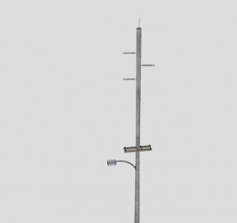 灰色混凝土电线杆和路灯SU模型下载_sketchup草图大师SKP模型
