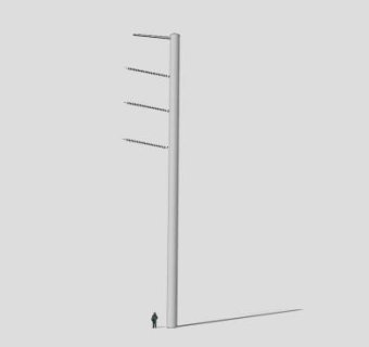 四线单侧电线杆SU模型下载_sketchup草图大师SKP模型