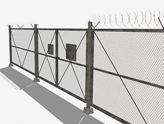 带栅门的围栏SU模型下载_sketchup草图大师SKP模型