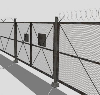 带栅门的围栏SU模型下载_sketchup草图大师SKP模型
