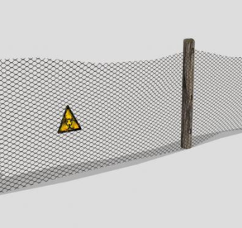 木桩铁围网和提示牌SU模型下载_sketchup草图大师SKP模型