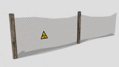 木桩铁围网和提示牌SU模型下载_sketchup草图大师SKP模型