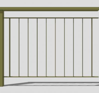 垂直钢栏杆SU模型下载_sketchup草图大师SKP模型
