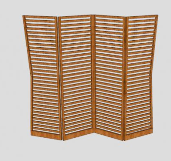 木制百叶折叠隔断SU模型下载_sketchup草图大师SKP模型