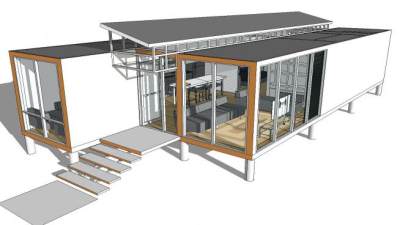 集装箱室内沙发客厅SU模型下载_sketchup草图大师SKP模型