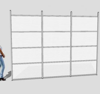 现代格子办公室屏风SU模型下载_sketchup草图大师SKP模型