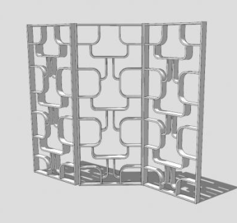 金属折叠屏风SU模型下载_sketchup草图大师SKP模型