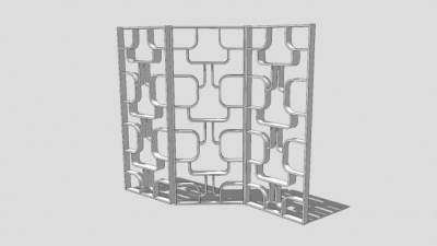 金属折叠屏风SU模型下载_sketchup草图大师SKP模型