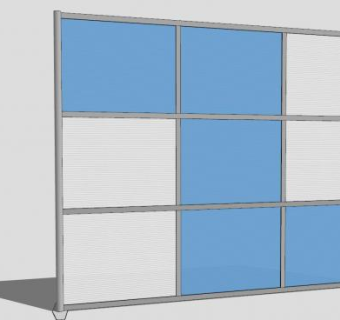 灰蓝格子办公室屏风SU模型下载_sketchup草图大师SKP模型