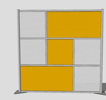 灰黄格子办公室屏风SU模型下载_sketchup草图大师SKP模型