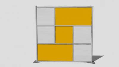 灰黄格子办公室屏风SU模型下载_sketchup草图大师SKP模型