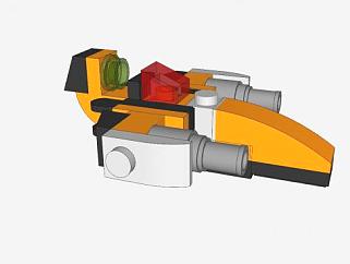 黄色单座太空船SU模型下载_sketchup草图大师SKP模型