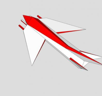 红白色后掠翼飞机SU模型下载_sketchup草图大师SKP模型