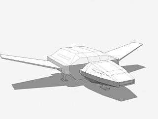 上升后掠翼飞机SU模型下载_sketchup草图大师SKP模型