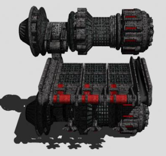 暗黑机械太空船SU模型下载_sketchup草图大师SKP模型