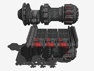 暗黑机械太空船SU模型下载_sketchup草图大师SKP模型