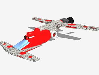 钢板直翼飞机SU模型下载_sketchup草图大师SKP模型