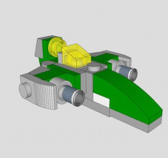 单座驾驶舱绿色飞机SU模型下载_sketchup草图大师SKP模型