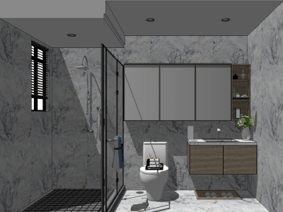 现代卫生间卫浴装修SU模型下载_sketchup草图大师SKP模型