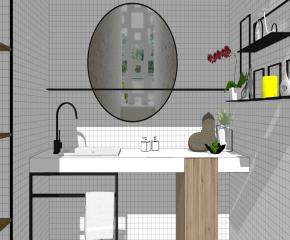 现代简约时尚卫生间架子SU模型下载_sketchup草图大师SKP模型